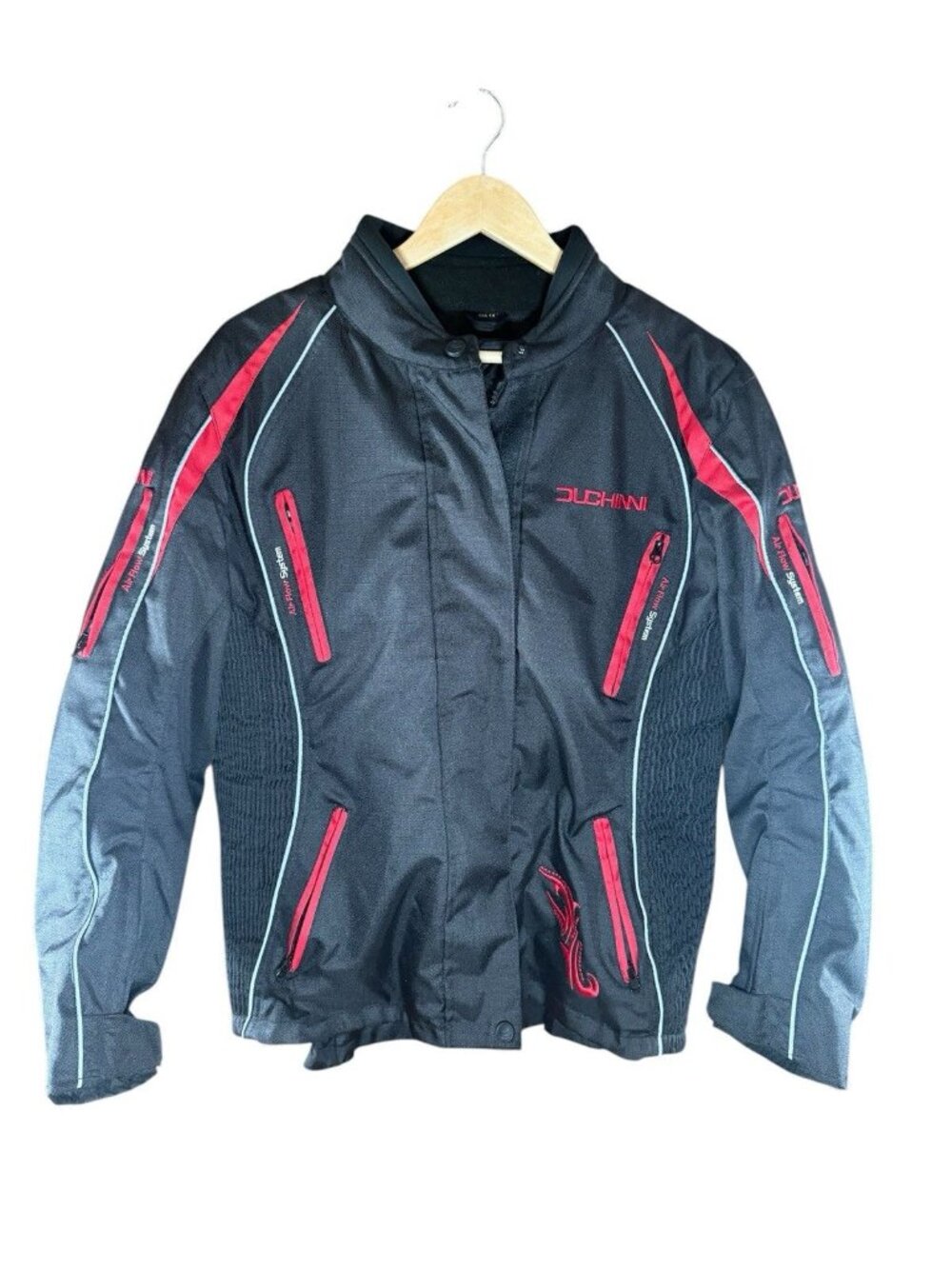 Duchinni Moto Jacket Womens US 14 Padded Biker Full Zip Breathable Vented